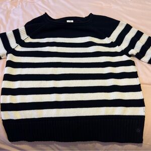 aerie Black & White Striped Crewneck Sweater
